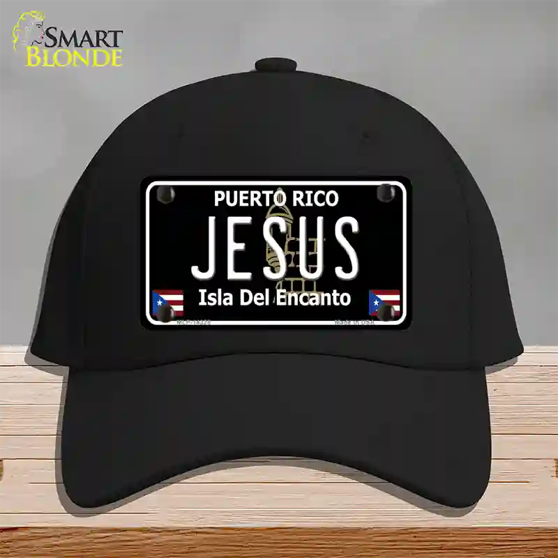 Jesus Puerto Rico Black Novelty License Plate Hat Cotton / Black