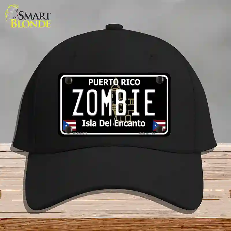 Zombie Puerto Rico Black Novelty License Plate Hat Cotton / Black