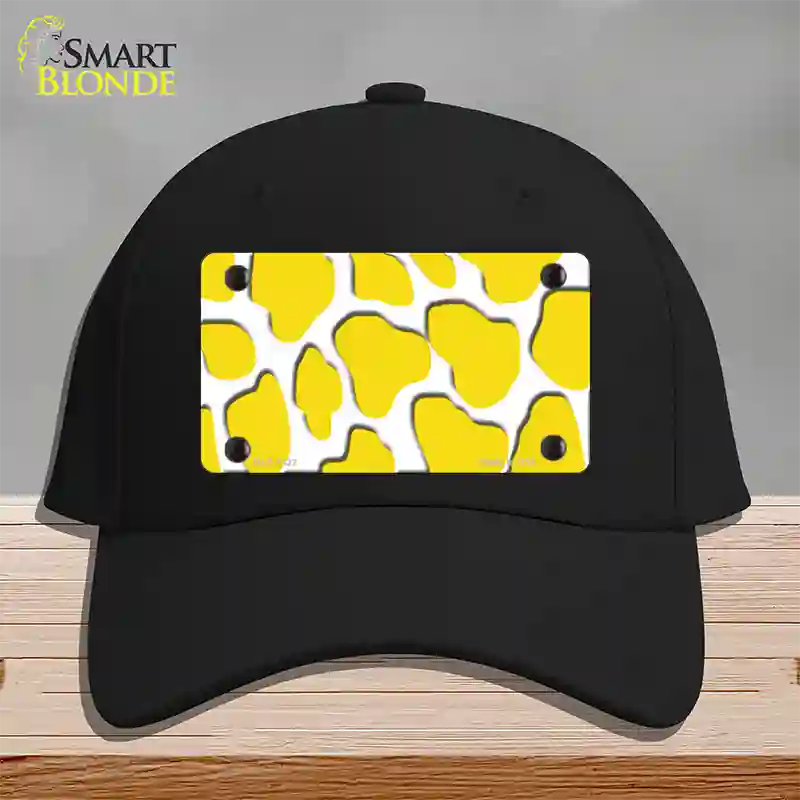 Yellow White Giraffe Novelty License Plate Hat Cotton / Black