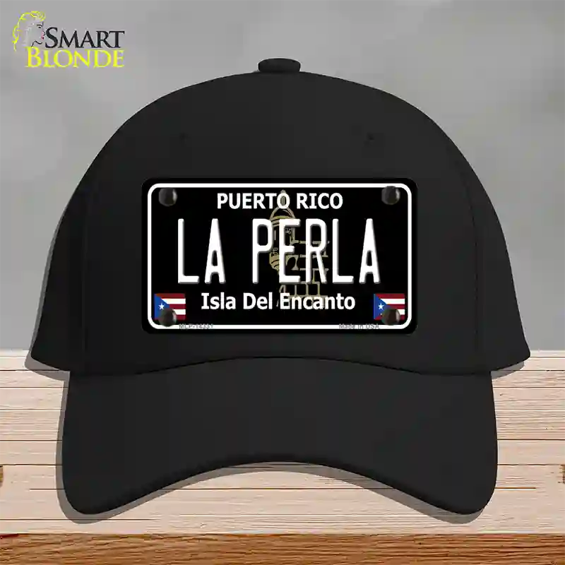 La Perla Puerto Rico Black Novelty License Plate Hat Cotton / Black