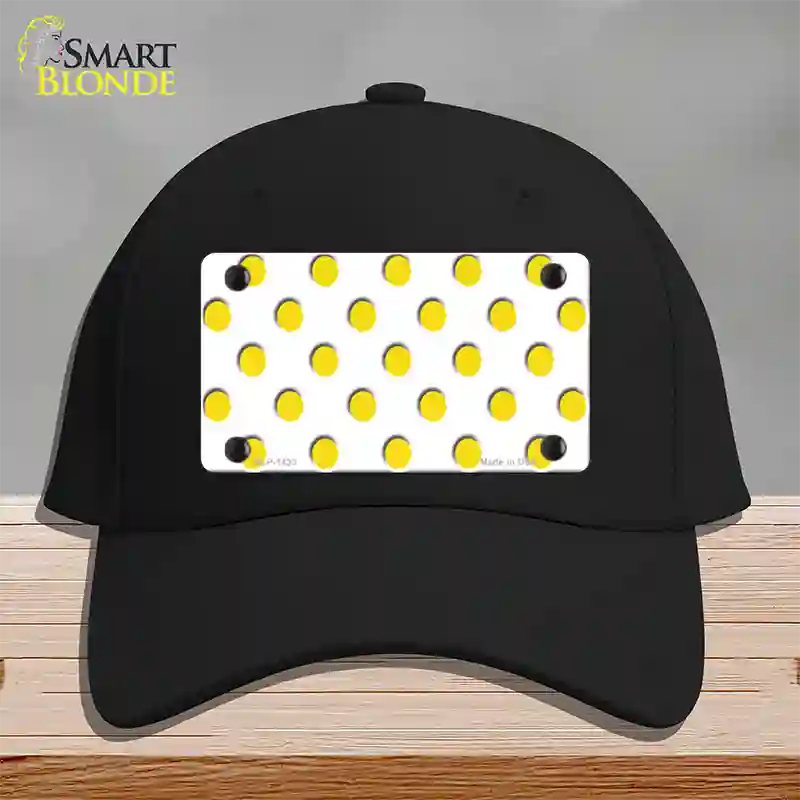 Yellow White Polka Dot Novelty License Plate Hat Cotton / Black