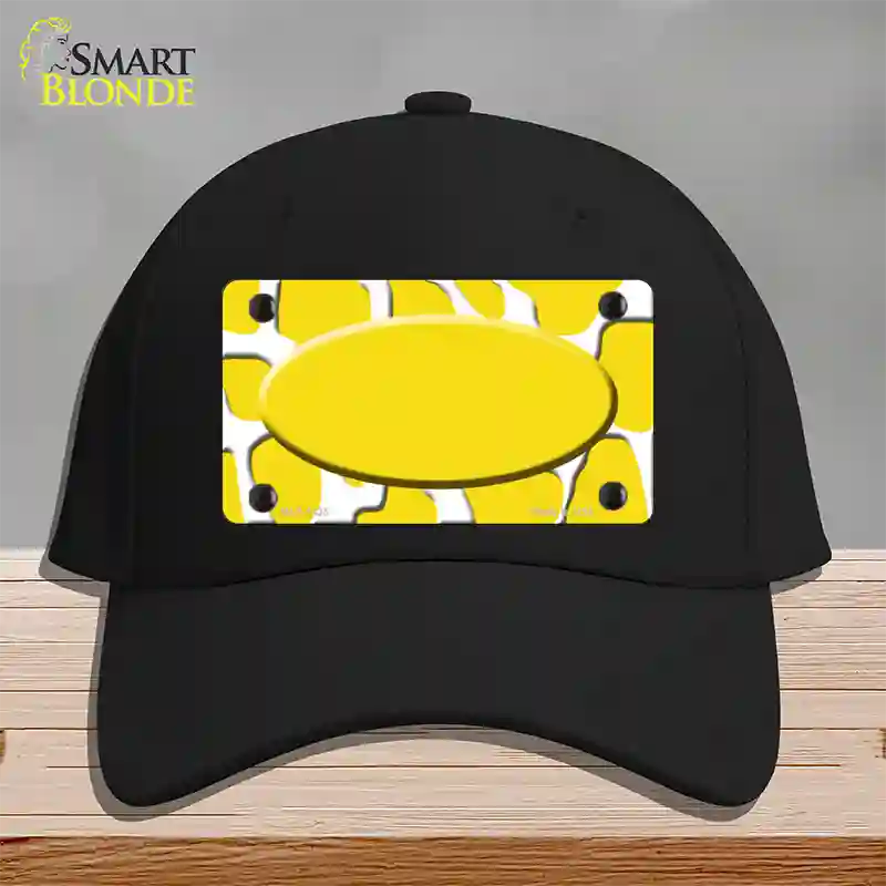 Yellow White Giraffe Yellow Center Oval Novelty License Plate Hat Cotton / Black