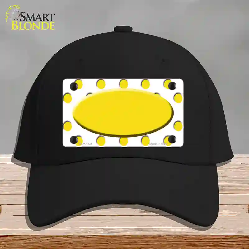 Yellow White Polka Dot Yellow Center Oval Novelty License Plate Hat Cotton / Black