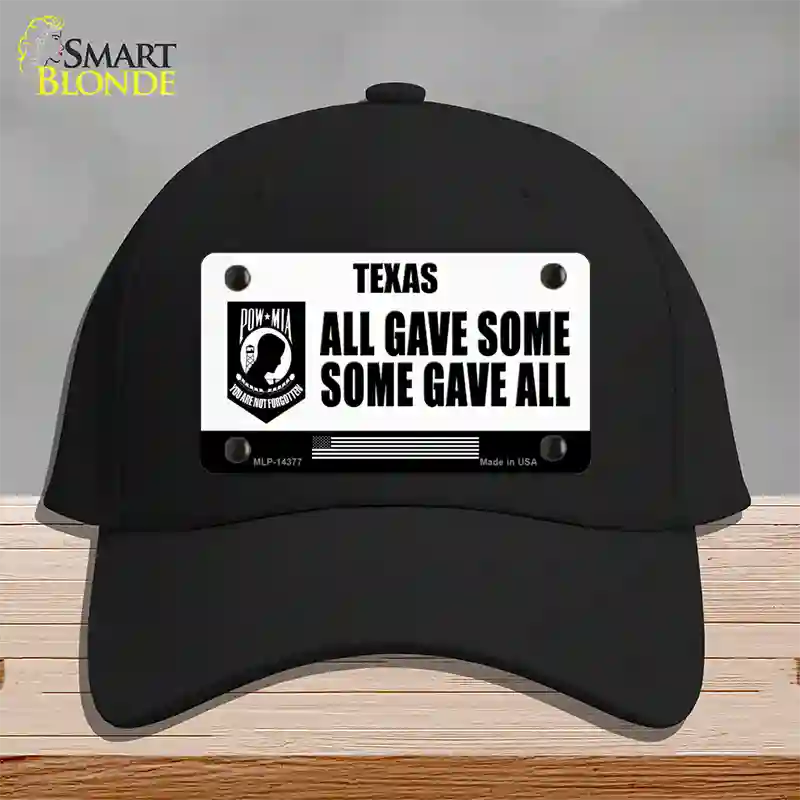 Texas POW MIA Some Gave All Novelty License Plate Hat Cotton / Black