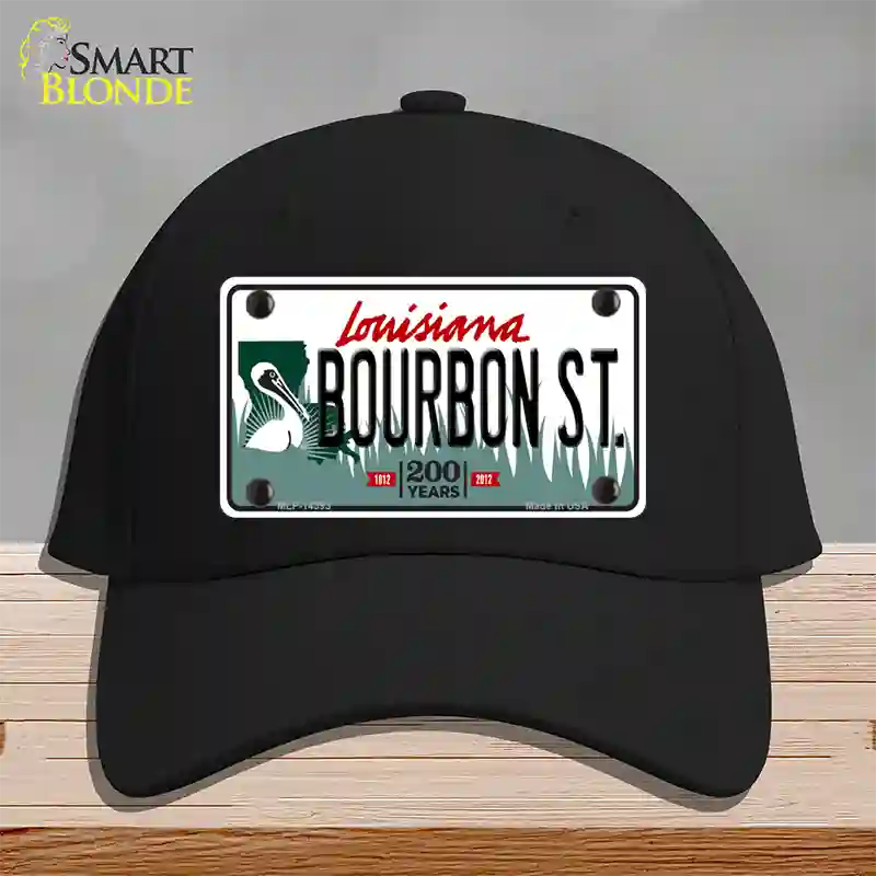 Bourbon St Louisiana Novelty License Plate Hat Cotton / Black