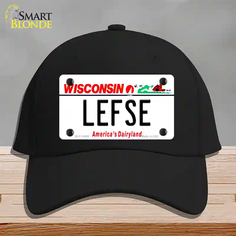 Lefse Wisconsin Novelty License Plate Hat Cotton / Black