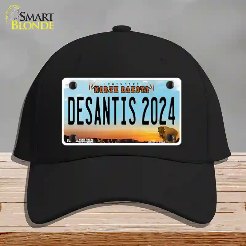 Desantis 2024 North Dakota Novelty License Plate Hat Cotton / Black