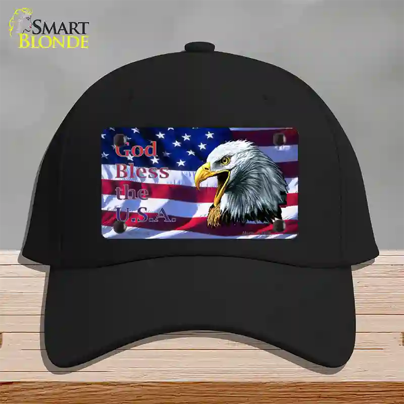 God Bless The USA Eagle Novelty License Plate Hat Cotton / Black