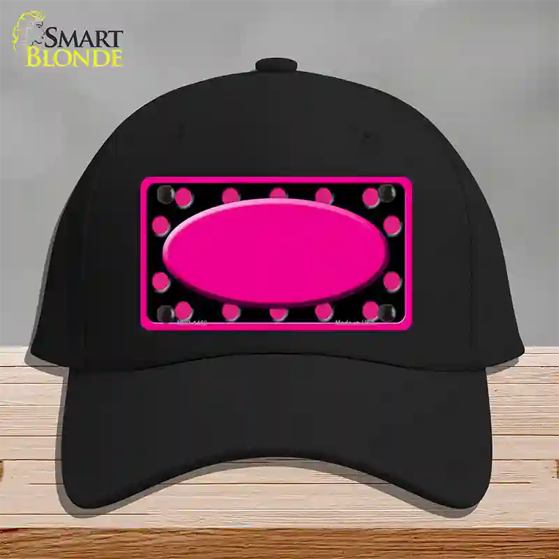 Pink Black Polka Dots Pink Frame And Center Oval Novelty License Plate Hat Cotton / Black