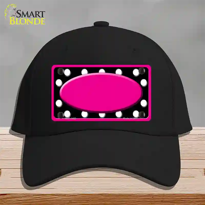 White Black Polka Dots Pink Frame And Center Oval Novelty License Plate Hat Cotton / Black