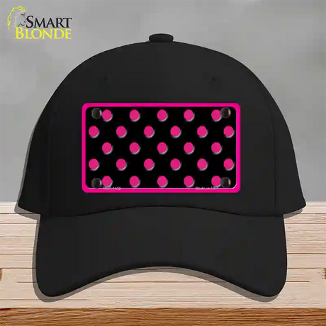 Pink Black Polka Dot Novelty License Plate Hat Cotton / Black