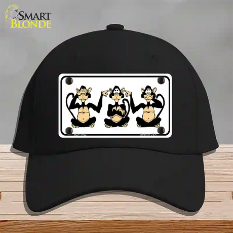 See Hear Speak Monkey Novelty License Plate Hat Cotton / Black