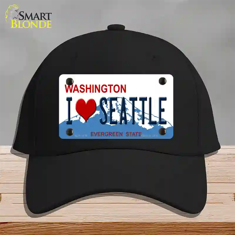 I Love Seattle Washington Novelty License Plate Hat Cotton / Black