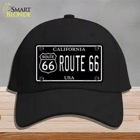 Route 66 California Black Novelty License Plate Hat Cotton / Black