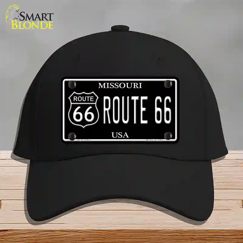 Route 66 Missouri Black Novelty License Plate Hat Cotton / Black