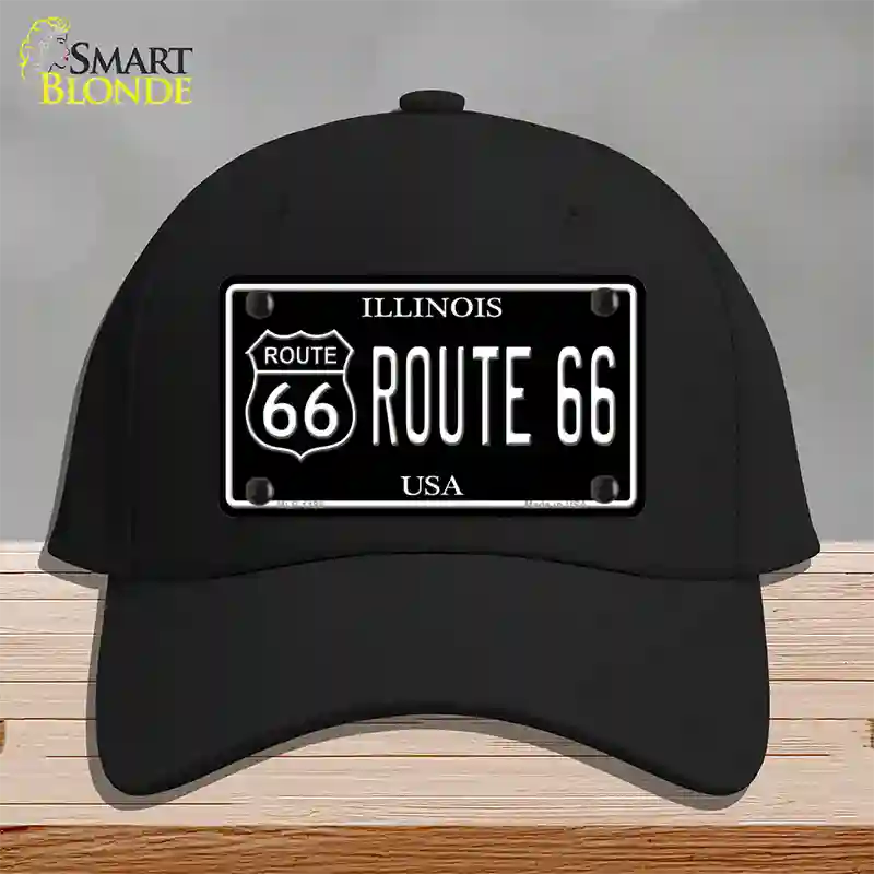 Route 66 Illinois Black Novelty License Plate Hat Cotton / Black