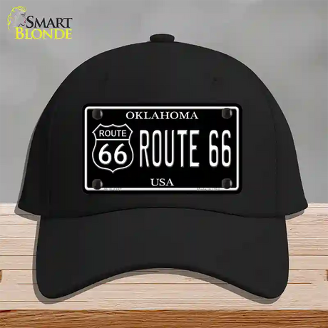 Route 66 Oklahoma Black Novelty License Plate Hat Cotton / Black