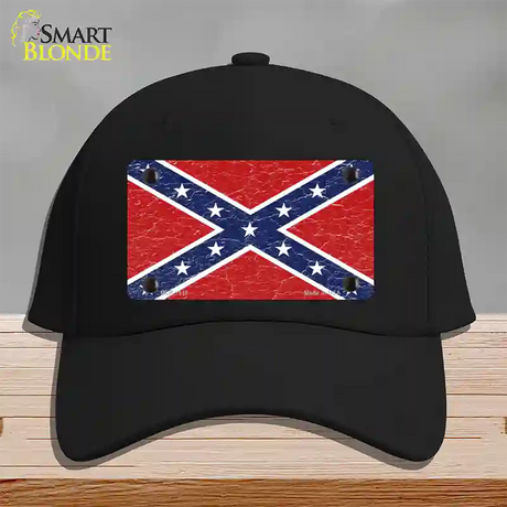 Distressed Confederate Flag Novelty License Plate Hat Cotton / Black