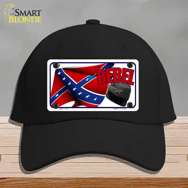 Rebel Cap And Flag Novelty License Plate Hat Cotton / Black