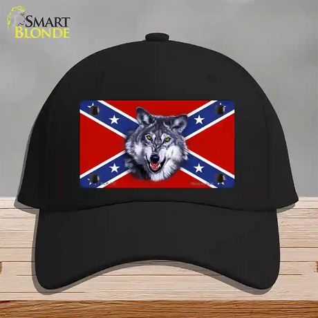 Confederate Flag Wolf Novelty License Plate Hat Cotton / Black