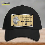 Pencil Sketch Dachshund Novelty License Plate Hat Cotton / Black