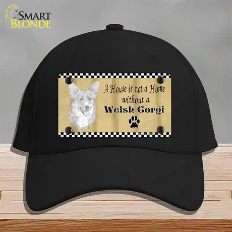 Pencil Sketch Welsh Corgi Novelty License Plate Hat Cotton / Black