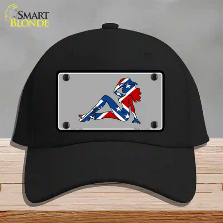 Confederate Flag Mud Flap Girl Novelty License Plate Hat Cotton / Black