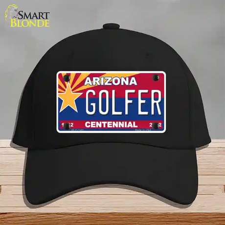 Arizona Centennial Golfer Novelty License Plate Hat Cotton / Black