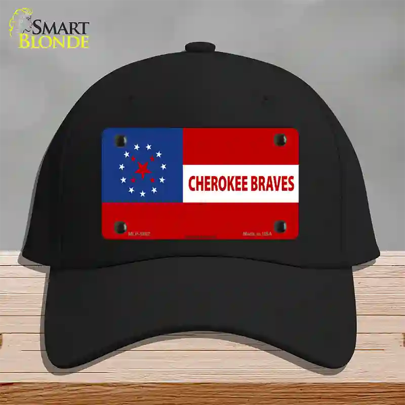 Cherokee Braves Flag Novelty License Plate Hat Cotton / Black