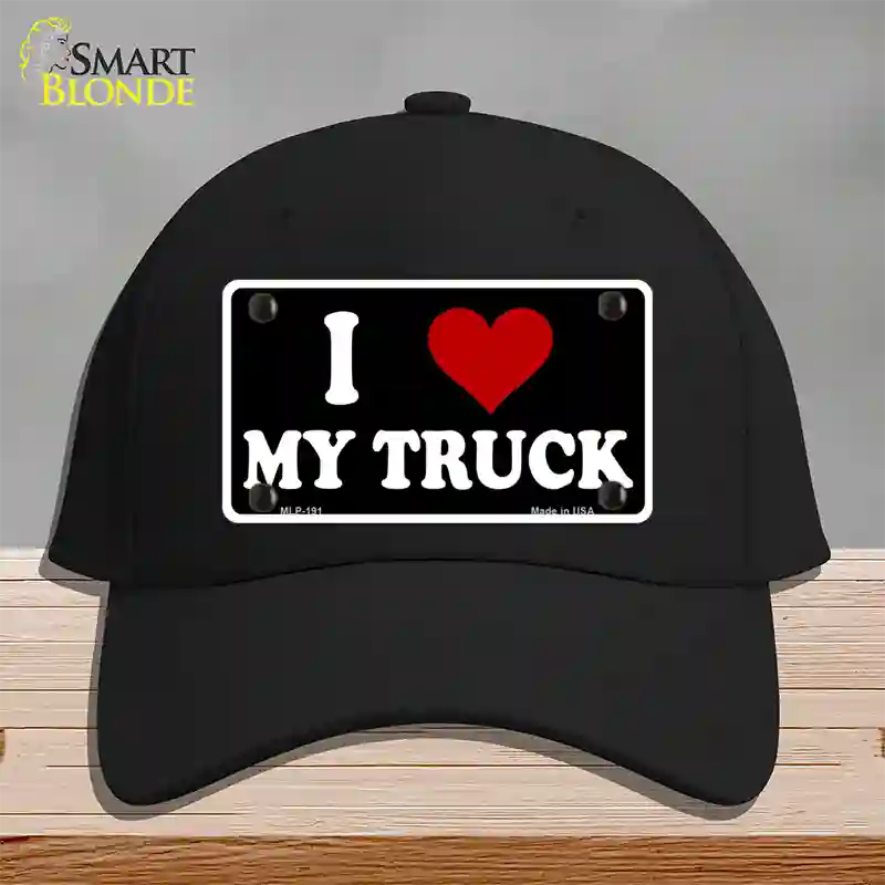 I Love My Truck Black Novelty License Plate Hat Cotton / Black