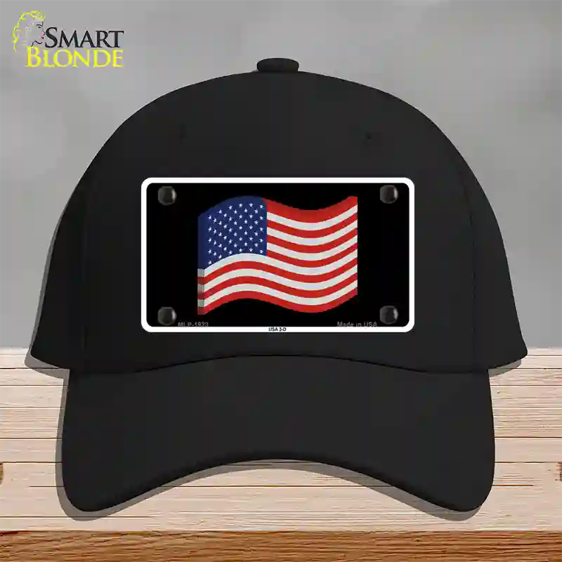 USA 3-D Flag Novelty License Plate Hat Cotton / Black