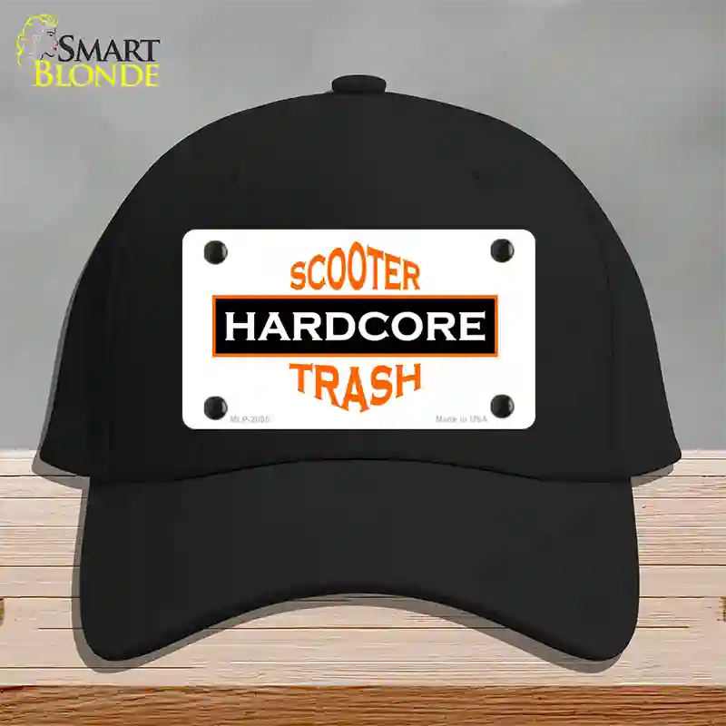 Hardcore Scooter Trash White Novelty License Plate Hat Cotton / Black