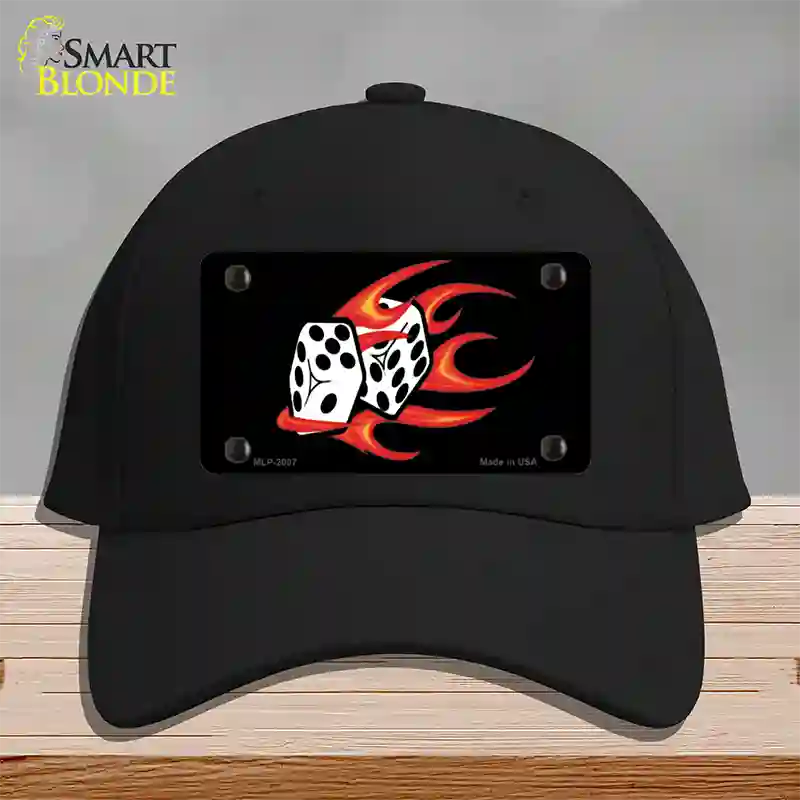 Red Hot Flaming Dice Novelty License Plate Hat Cotton / Black