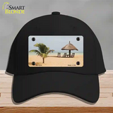 Tropical Beach Setting Novelty License Plate Hat Cotton / Black