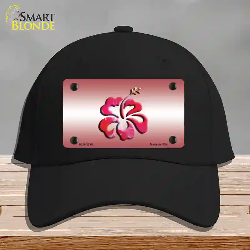 Hibiscus Flower Novelty License Plate Hat Cotton / Black