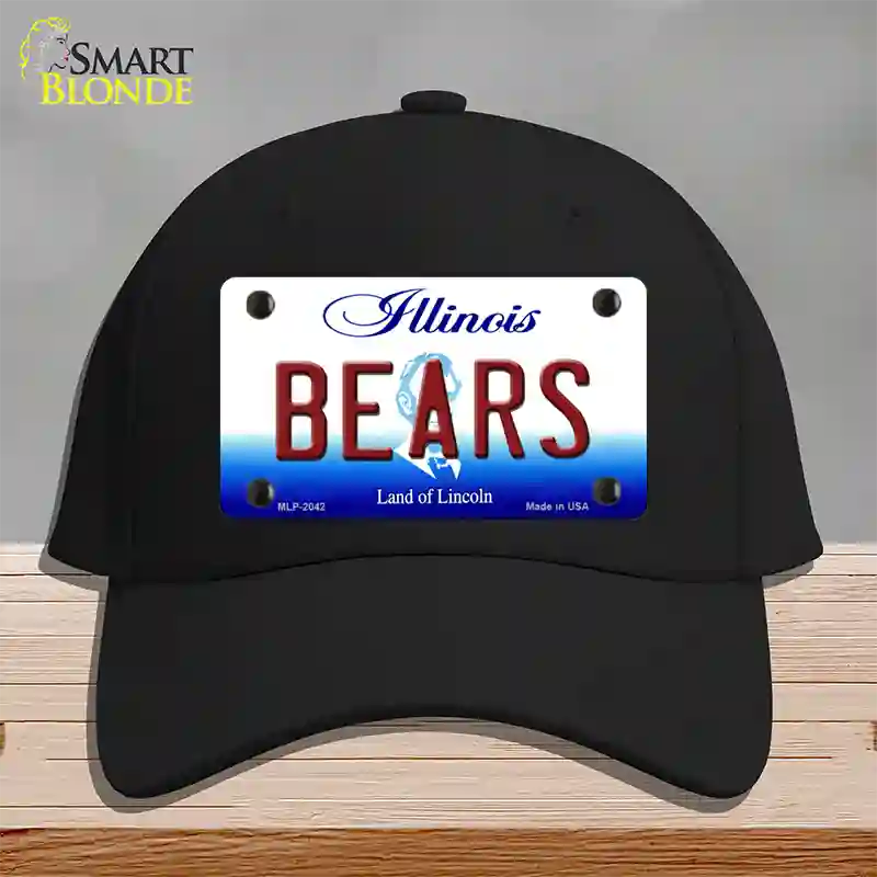 Bears Illinois State Novelty License Plate Hat Cotton / Black