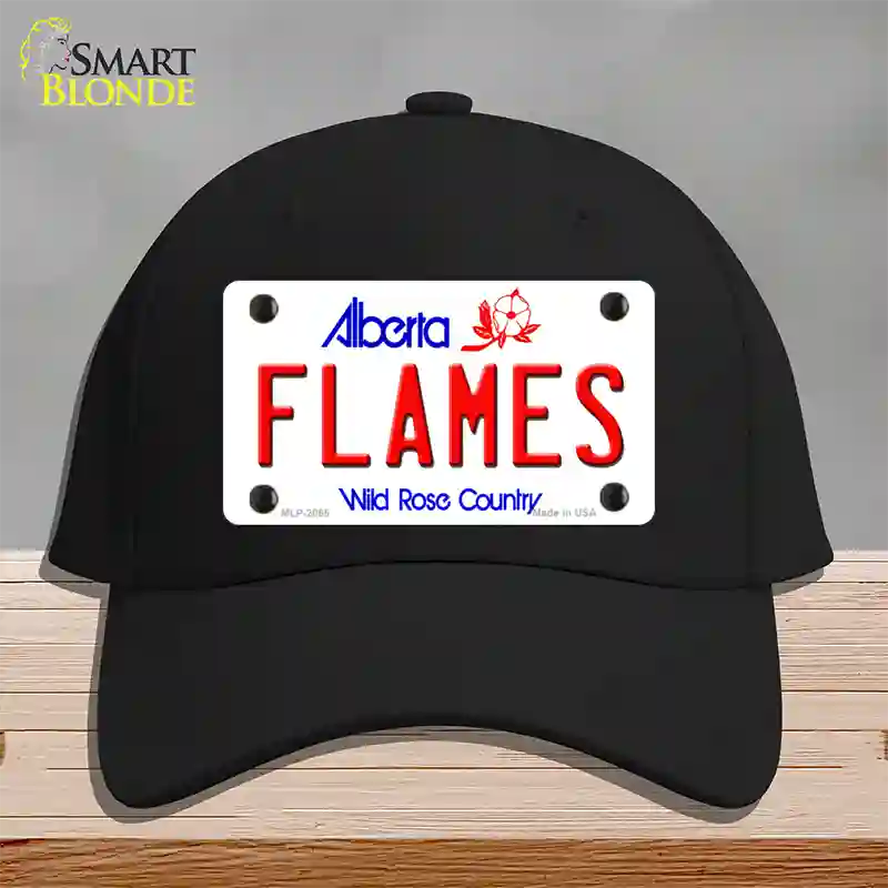 Flames Alberta Canada Province Novelty License Plate Hat Cotton / Black