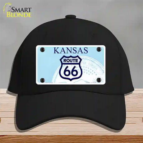 Route 66 Shield Kansas Novelty License Plate Hat Cotton / Black