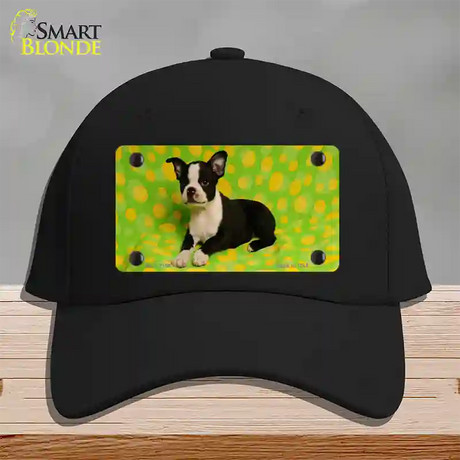 Boston Terrier Dog Novelty License Plate Hat Cotton / Black