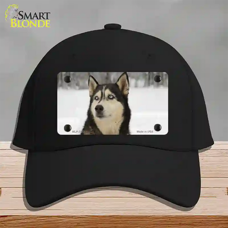 Husky Dog Novelty License Plate Hat Cotton / Black