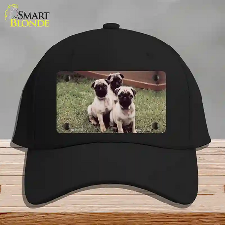 Pug Dog Novelty License Plate Hat Cotton / Black