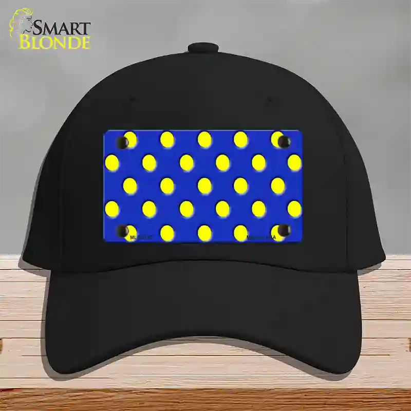 Yellow Polka Dots Royal Blue Novelty License Plate Hat Cotton / Black