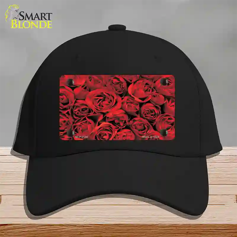 Red Roses Novelty License Plate Hat Cotton / Black