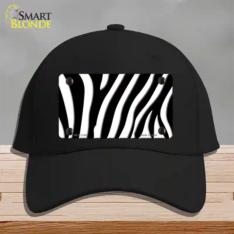 Black White Zebra Novelty License Plate Hat Cotton / Black