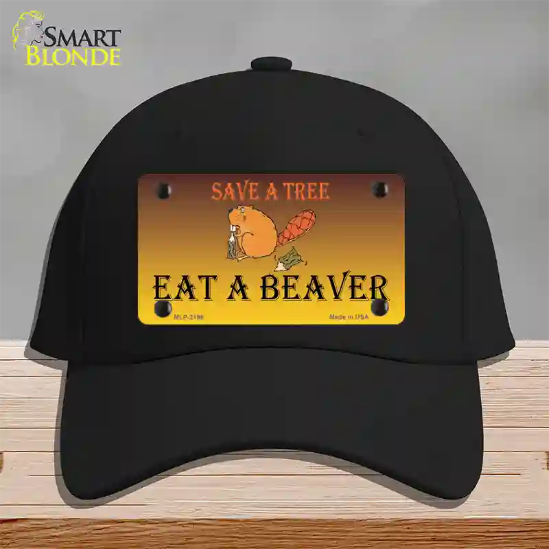 Save A Tree Eat a Beaver Novelty License Plate Hat Cotton / Black