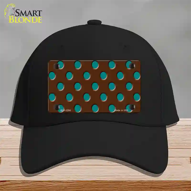 Teal Polka Dots Brown Novelty License Plate Hat Cotton / Black