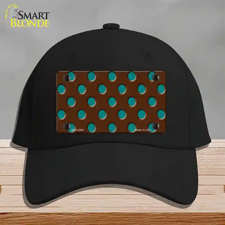 Teal Polka Dots Brown Novelty License Plate Hat Cotton / Black