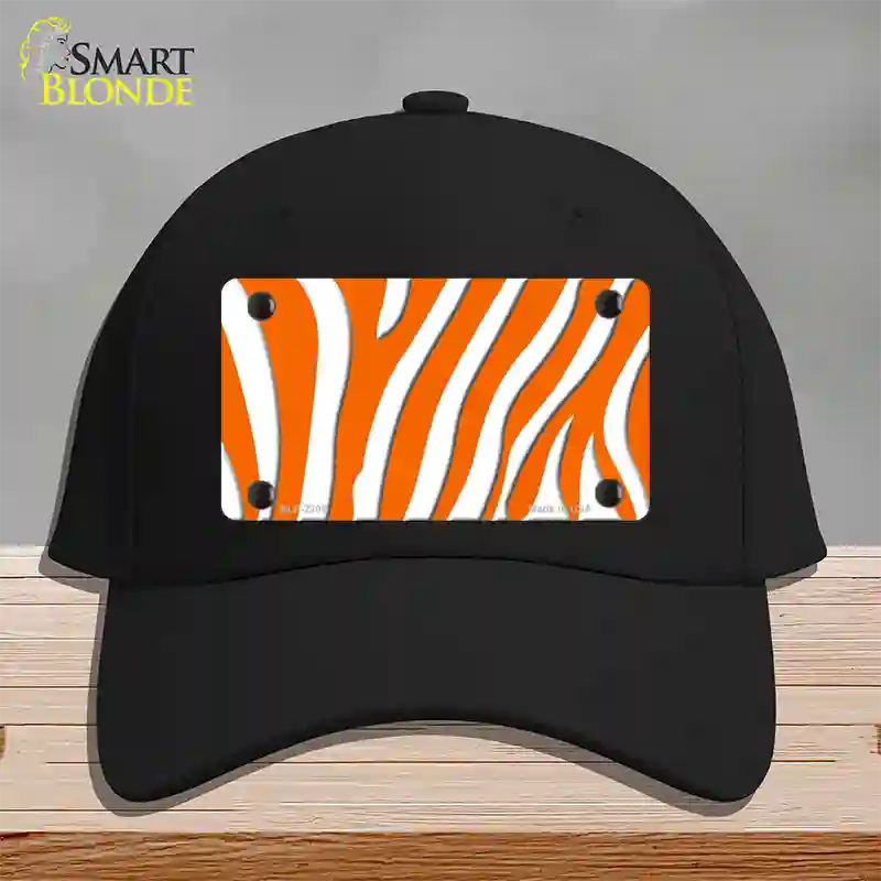 Orange White Zebra Novelty License Plate Hat Cotton / Black