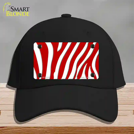 Red White Zebra Novelty License Plate Hat Cotton / Black