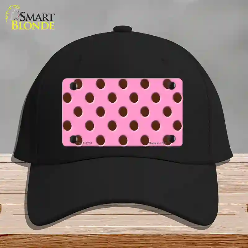 Chocolate Brown Polka Dots Pink Novelty License Plate Hat Cotton / Black